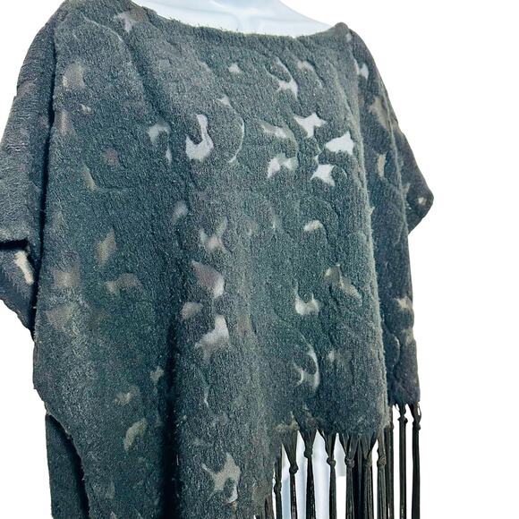 Black Fringe Poncho - Picture 5 of 6
